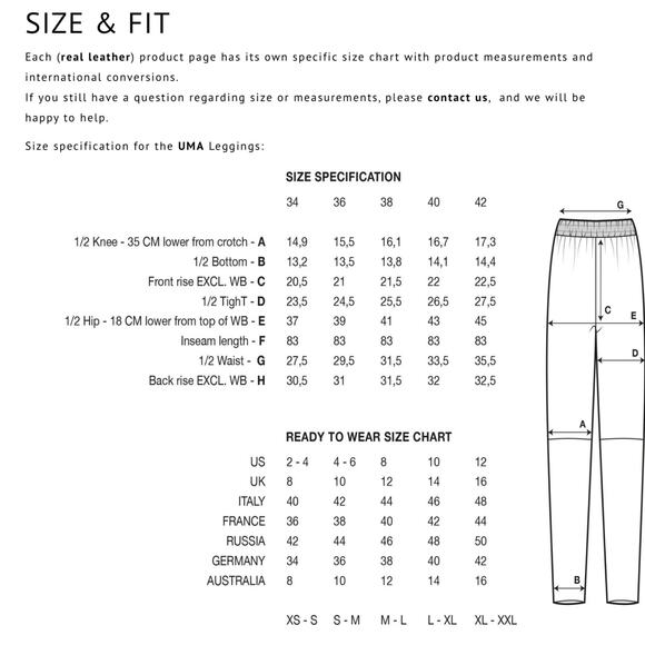 Zinga Black 100% Lamb Leather Stretch Uma Leggings 34 XS-S $695 - Picture 5 of 10